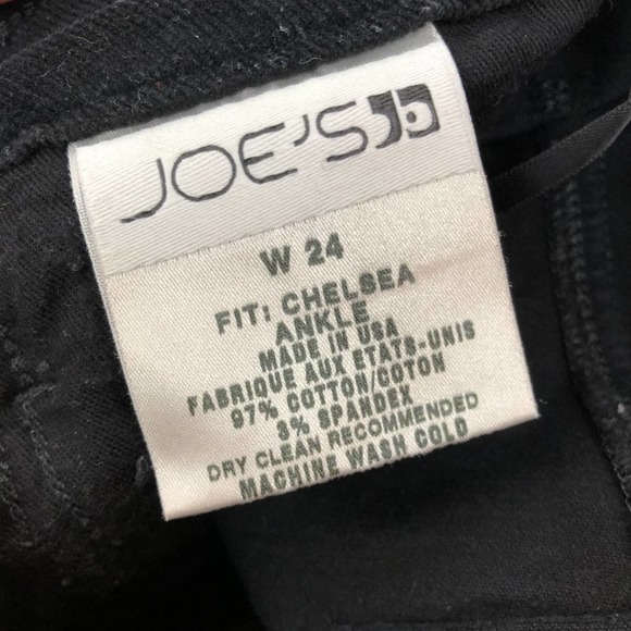 Joe's Jeans Chelsea Ankle Corduroy Pants Low Rise Black Skinny Stretch Crop 24 - Picture 7 of 8